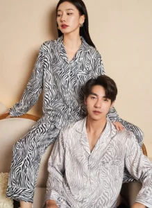 High quality Robe Zebra Print Long Pants Viscose Pajamas Pyjamas Silk Sleepwear Women Nightwear Luxury Pyjamas