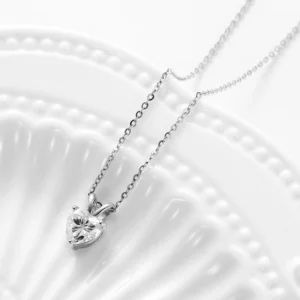 Fine Jewelry 100% 925 Sterling Silver 1ct Heart Cut D Color VVS Moissanite Solitaire Pendant Necklace