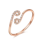 SGARIT 18K Rose Gold Cultivated Diamond Ciliary Stone Valentine Gift  Ring Bangle Jewelry Set
