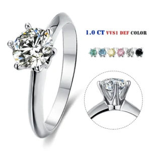 Engagement Moissanite Diamond Jewellery 925 Sterling Silver 1 Carat Women Moissanite Ring
