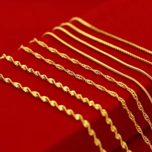 Dubai Gold Jewellery Designs 24k Chain Gold Necklace for Women, Dubai New Gold Chains Design