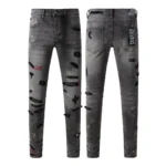 KSUBI Men’s Jeans Original Elastic Fabrics Distressed Stonewashed Colored Dark Ripped Denim Pencil Pants High