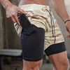 Men’s 2-in-1 Camo Quick Dry Yoga and Running Shorts Compression Inner Layer Gym Fitness Jogging Pants