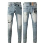 KSUBI Men’s Jeans Original Elastic Fabrics Distressed Stonewashed Colored Dark Ripped Denim Pencil Pants High