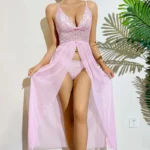 YILIMI Women See-Through Pajamas Set Lace Transparent Long Dress Sexy Fun Romantic Sexy Sleepwear