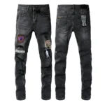 KSUBI Men’s Jeans Original Elastic Fabrics Distressed Stonewashed Colored Dark Ripped Denim Pencil Pants High