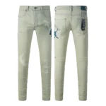KSUBI Men’s Jeans Original Elastic Fabrics Distressed Stonewashed Colored Dark Ripped Denim Pencil Pants High