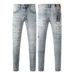 KSUBI Men’s Jeans Original Elastic Fabrics Distressed Stonewashed Colored Dark Ripped Denim Pencil Pants High