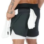 Men’s 2-in-1 Camo Quick Dry Yoga and Running Shorts Compression Inner Layer Gym Fitness Jogging Pants