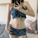 Summer European & American Fashion Women’s Denim Shorts Sexy Low Waist Piercing Hot Pants with Jeans