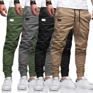 Cargo Pants Men's Loose Straight sports Clothing Solid color sweatpants Versatile Joggers Woven Casual Male Trousers