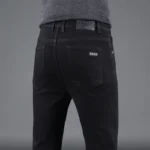 Spring Autumn New Men’s Pure Black Slim Jeans Elastic Straight Pants Business Fashion Leisure Korean Vintage Denim Pants Male