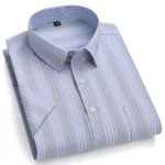 100% Pure Cotton Oxford Shirt For Men’s Short Sleeve Solid Stripe Leisure Embroidered Horse Social Business Formal Dress Shirts