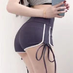 Sexy Lace Up Summer Shorts Women Casual High Waist Korean Style Y2k Shorts Slim Ladies Breathable Yoga Skinny Short Black Pants