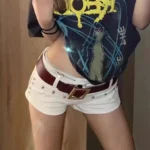 Sexy Low Rise Denim Super Shorts Women’s Summer Elastic Slim Skinny Rivet Vintage White Short Jeans Y2k Versatile Pants