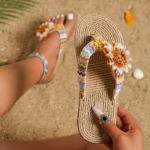 Women’s fashion trend accessory Sunflower anti-slip wear soft sole flat flip flops