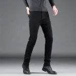 Spring Autumn New Men’s Pure Black Slim Jeans Elastic Straight Pants Business Fashion Leisure Korean Vintage Denim Pants Male