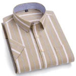 100% Pure Cotton Oxford Shirt For Men’s Short Sleeve Solid Stripe Leisure Embroidered Horse Social Business Formal Dress Shirts