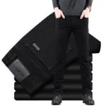 Spring Autumn New Men’s Pure Black Slim Jeans Elastic Straight Pants Business Fashion Leisure Korean Vintage Denim Pants Male