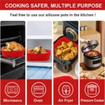 22cm Silicone Air Fryers Oven Baking Tray Pizza Fried Chicken Airfryer Silicone Basket Reusable Airfryer Pan Liner Accessories