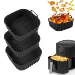 Reusable Air Fryer Silicone Liners Square Non Stick Basket Mat for 4-7QT Air Fryer Oven Microwave Baking Airfryer Accessories
