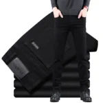 Spring Autumn New Men’s Pure Black Slim Jeans Elastic Straight Pants Business Fashion Leisure Korean Vintage Denim Pants Male