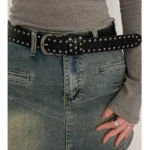 Belt Women’s Jeans tie-in Ladies’ belt fashion personality Rivet Belt senior black fashion