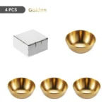 4pcs 8.2cm Diameter Stainless Steel Condiment Portion Cups Appetizer Plates Soy Sauce Bowl Serving Saucer Dish Dipping Sauce Cup