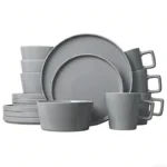 European American Style Creative Light Luxury Modern Ceramic Plates Cups Black Glazed Bowls Dishes Complete 16-piece Dinnerware