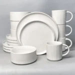 European American Style Creative Light Luxury Modern Ceramic Plates Cups Black Glazed Bowls Dishes Complete 16-piece Dinnerware