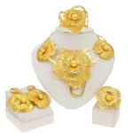 Zhuerrui Fashion Charm Gilt Jewelry Set Vintage Delicate Large Flower Modeling Pakistan Noble Mother’s Day Gift SetNH00086