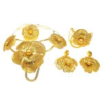 Zhuerrui Fashion Charm Gilt Jewelry Set Vintage Delicate Large Flower Modeling Pakistan Noble Mother’s Day Gift SetNH00086
