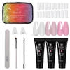 9-Piece Set of Professional Crystal Clear UV Nail Extension Jelly Gel Solid Liquid Lengthening Gel