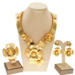 Zhuerrui Luxury Flower Dubai Jewelry Set Good Quality Electroplated Gold Copper Jewellery Sets Fashion Mother’s Day Gift NH00035