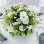 Q25 High Quality Artificial Flowers Green Clover White Rose for DIY Wedding Centerpiece Mother’s Day Gift Bulk Silk Flower Ball