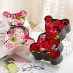 Rose Bear Box Valentine’s Day Mother’s Day Gift Soap Rose Bear Box Artificial Flower Holiday Gift
