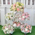 Q25 High Quality Artificial Flowers Green Clover White Rose for DIY Wedding Centerpiece Mother’s Day Gift Bulk Silk Flower Ball