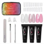 9-Piece Set of Professional Crystal Clear UV Nail Extension Jelly Gel Solid Liquid Lengthening Gel