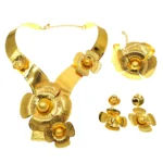 Zhuerrui Luxury Flower Dubai Jewelry Set Good Quality Electroplated Gold Copper Jewellery Sets Fashion Mother’s Day Gift NH00035
