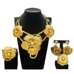 Zhuerrui Fashion Charm Gilt Jewelry Set Vintage Delicate Large Flower Modeling Pakistan Noble Mother’s Day Gift SetNH00086
