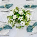 Q25 High Quality Artificial Flowers Green Clover White Rose for DIY Wedding Centerpiece Mother’s Day Gift Bulk Silk Flower Ball