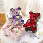 Rose Bear Box Valentine’s Day Mother’s Day Gift Soap Rose Bear Box Artificial Flower Holiday Gift