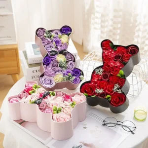 Rose Bear Box Valentine's Day Mother's Day Gift Soap Rose Bear Box Artificial Flower Holiday Gift