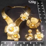 Zhuerrui Luxury Flower Dubai Jewelry Set Good Quality Electroplated Gold Copper Jewellery Sets Fashion Mother’s Day Gift NH00035