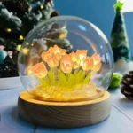 Birthday Gifts Mom Assembled Tulip Light Handmade Artificial Flower Table Lamp Bedroom Desk Decoration for Daughter Girlfriend