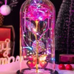 Mothers Day Rose Gifts for Mom, Galaxy Glass Rose Forever Eternal Crystal Flower Light Up Rose in Glass Dome with Butterfly Moth