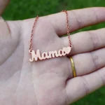 Mother’s Day Gift Trending Letter MAMA Necklace in Stainless Steel Gold Color for Mom Women’s Jewelry for Anniversary