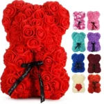 Artificial Flower Eternal Rose Teddy Bear for 520 Mom Mother’s Day Birthday Valentine’s Day Anniversary Gifts & Decorations