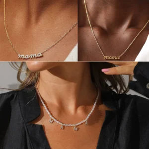 Mother's Day Gift Trending Letter MAMA Necklace in Stainless Steel Gold Color for Mom Women's Jewelry for Anniversary