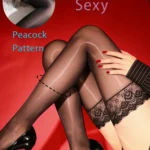 1 Pair Sexy Horse Oil Shinny Silk Stockings Silicone Non-Slip Lace Thigh High Socks Summer Ultra Thin Hosiery Lingerie